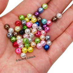 200pcs 6mm Multicolor Pearl Beads Round Spacer Beads Jewelry Making Crafts