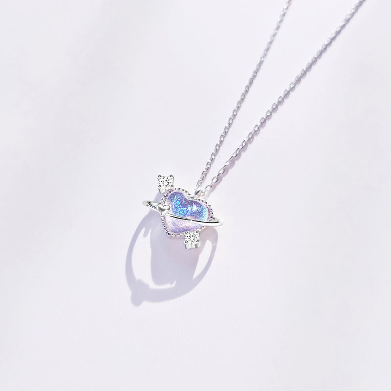 Planet Heart Pendant Necklace for Girls