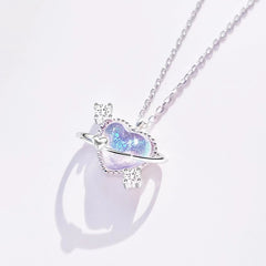 Planet Heart Pendant Necklace for Girls
