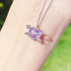 Planet Heart Pendant Necklace for Girls