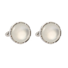 Men's Round Crystal Cufflinks for French Couple Shirt