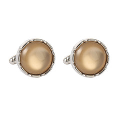 Men's Round Crystal Cufflinks for French Couple Shirt