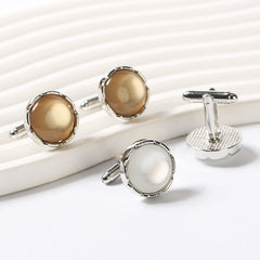 Men's Round Crystal Cufflinks for French Couple Shirt