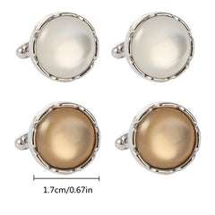 Men's Round Crystal Cufflinks for French Couple Shirt