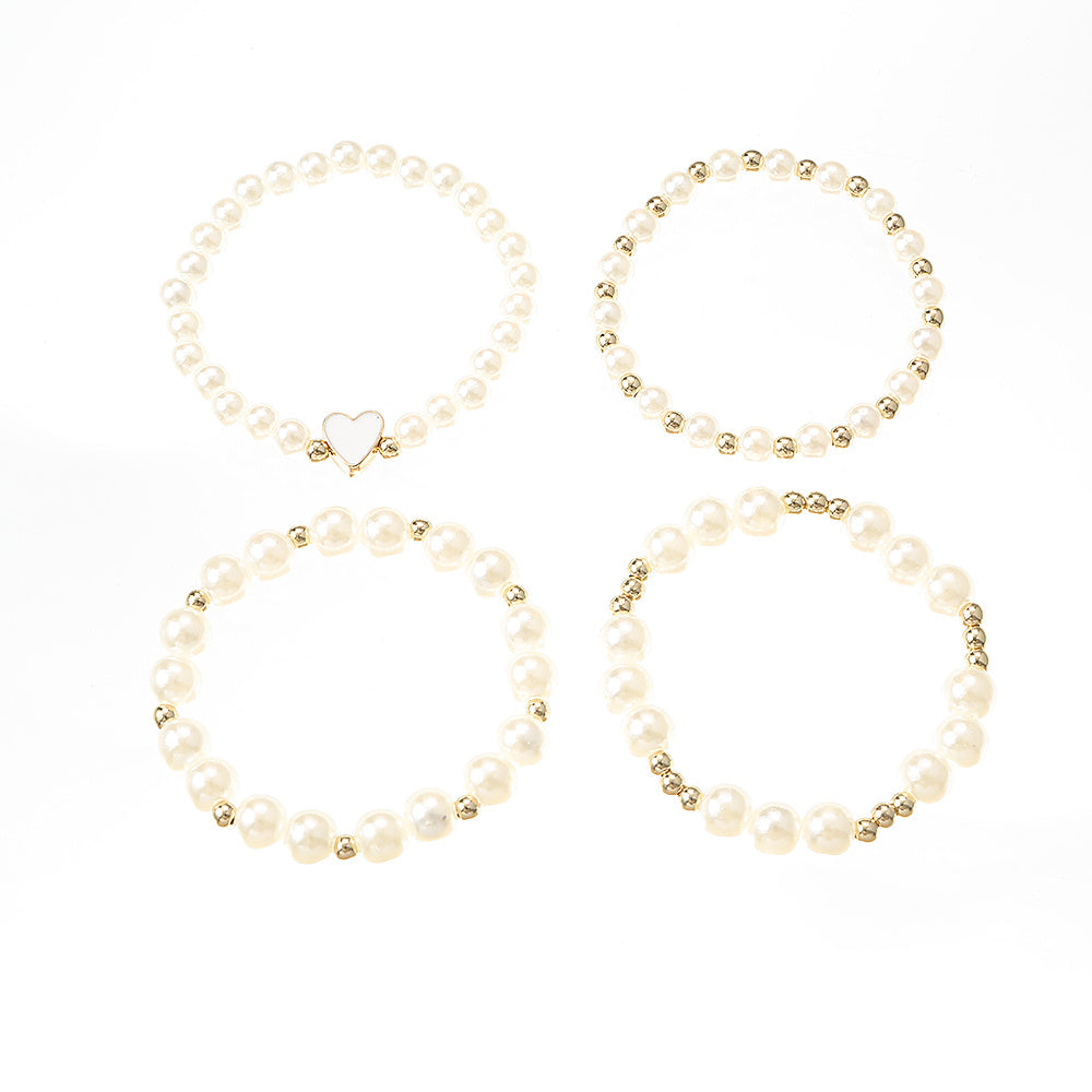 4pcs Heart Faux Pearl Princess Bracelet for Girls