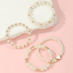4pcs Heart Faux Pearl Princess Bracelet for Girls