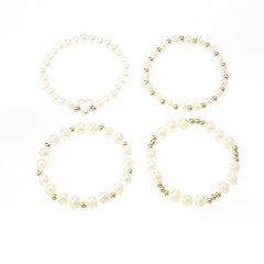 4pcs Heart Faux Pearl Princess Bracelet for Girls