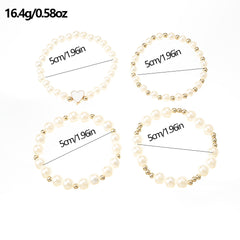 4pcs Heart Faux Pearl Princess Bracelet for Girls