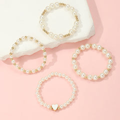 4pcs Heart Faux Pearl Princess Bracelet for Girls