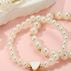 4pcs Heart Faux Pearl Princess Bracelet for Girls