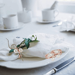 10pcs Pearl Napkin Rings Rose Golden Napkin Ring Holder