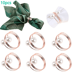 10pcs Pearl Napkin Rings Rose Golden Napkin Ring Holder