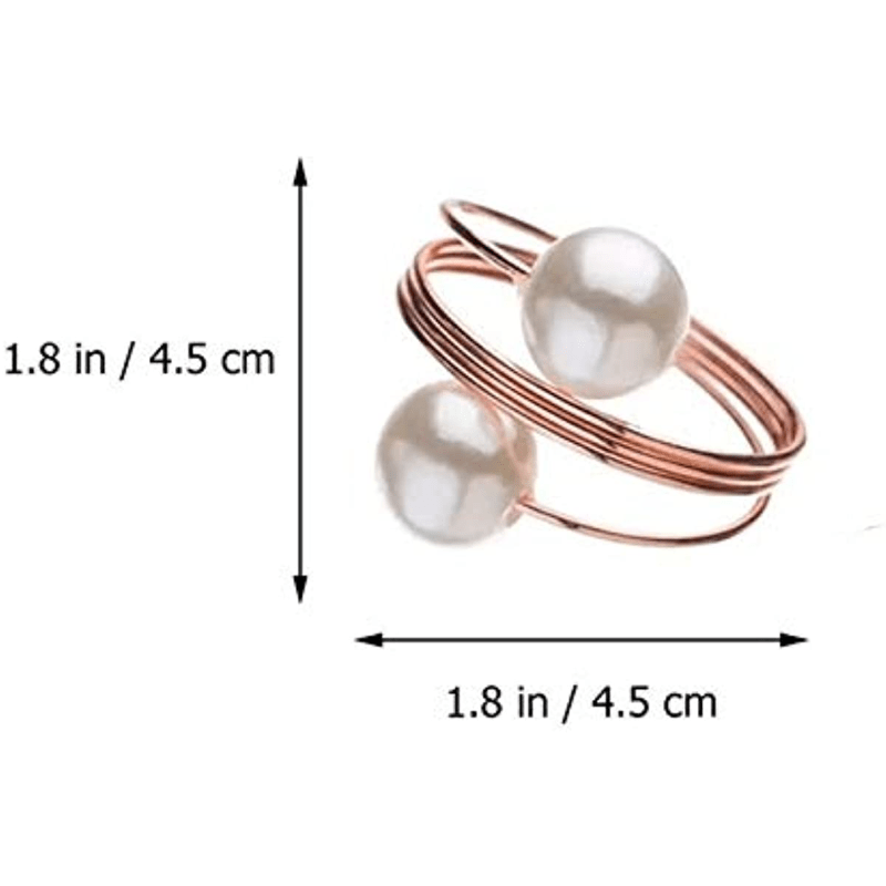 10pcs Pearl Napkin Rings Rose Golden Napkin Ring Holder