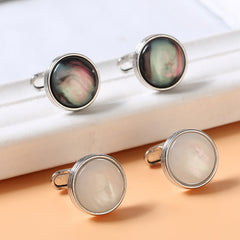 1pair Round Crystal Cufflinks Men's French Shirt Cufflinks