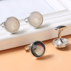 1pair Round Crystal Cufflinks Men's French Shirt Cufflinks