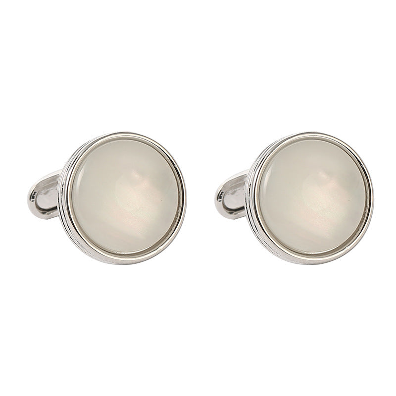1pair Round Crystal Cufflinks Men's French Shirt Cufflinks