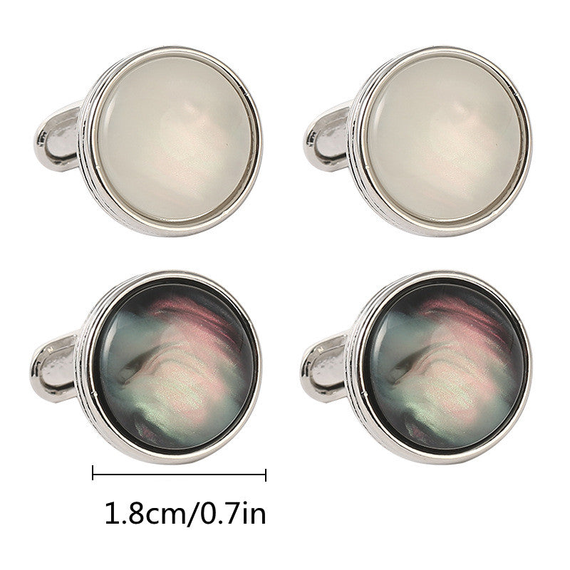 1pair Round Crystal Cufflinks Men's French Shirt Cufflinks