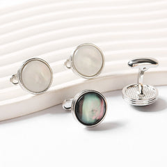 1pair Round Crystal Cufflinks Men's French Shirt Cufflinks