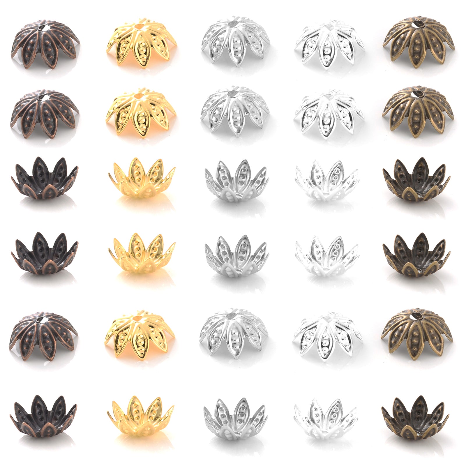 100Pcs Lotus Flower Metal Beads Caps for Jewelry Making