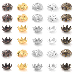 100Pcs Lotus Flower Metal Beads Caps for Jewelry Making