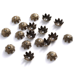 100Pcs Lotus Flower Metal Beads Caps for Jewelry Making