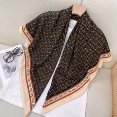 Vintage Geometric Print Square Scarf Floral Shawl Women Casual Head Wrap
