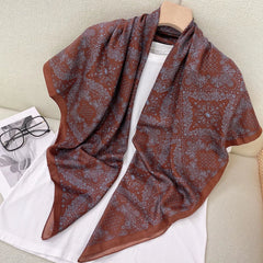 Vintage Geometric Print Square Scarf Floral Shawl Women Casual Head Wrap