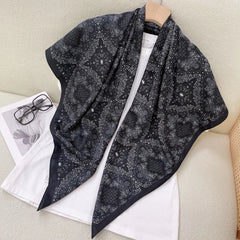 Vintage Geometric Print Square Scarf Floral Shawl Women Casual Head Wrap