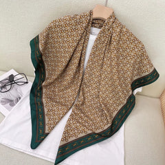 Vintage Geometric Print Square Scarf Floral Shawl Women Casual Head Wrap