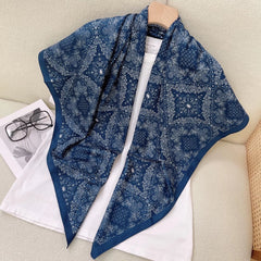 Vintage Geometric Print Square Scarf Floral Shawl Women Casual Head Wrap
