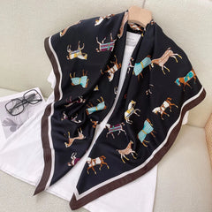 Flower Print Square Scarf Block Shawl Women Casual Head Wrap