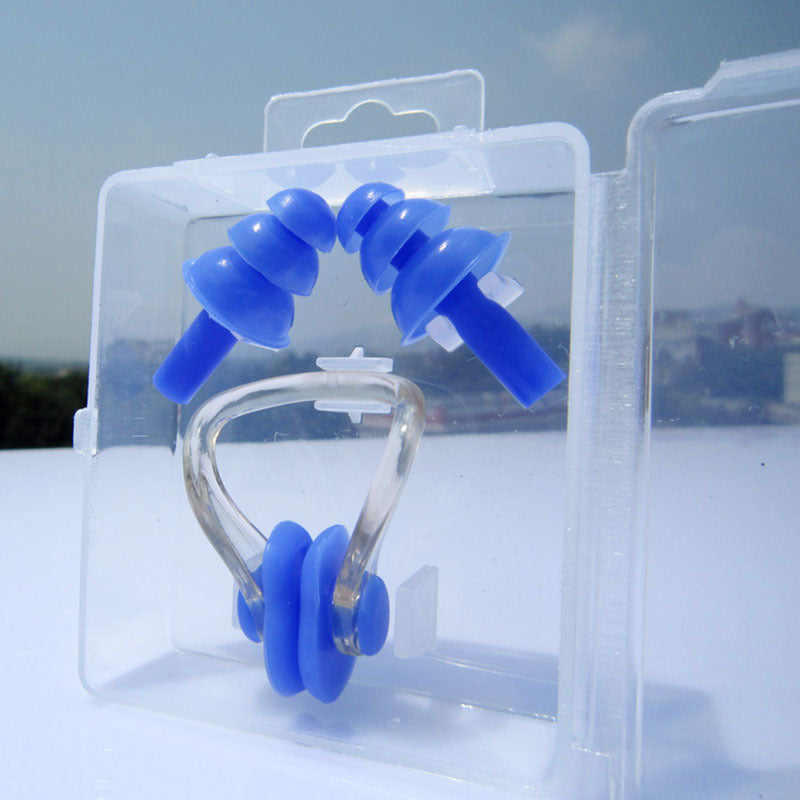 Swimming Nose Clip and Ear Plugs Set with Storage Box - Comfortable Fit