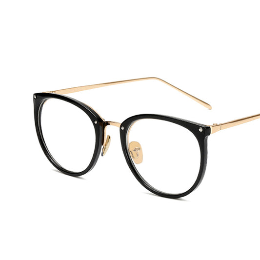 Round Clear Lens Glasses For Women Men Students Jelly Frame Metal Temple Optical
