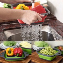 Silicone Folding Drain Basket Vegetable Washing Strainer Collapsible Drainer