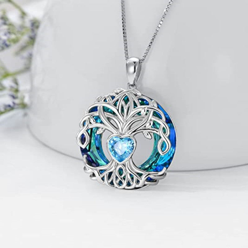 Girl Tree Of Life Birthstone Necklace Crystal Birthday Jewelry Women