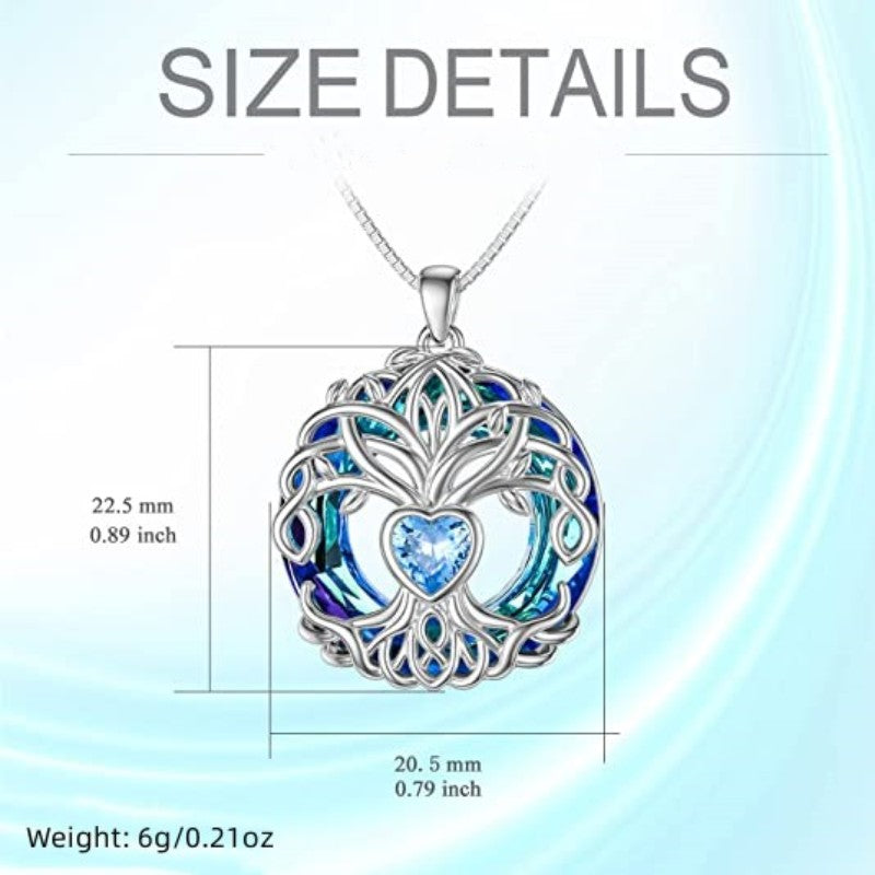 Girl Tree Of Life Birthstone Necklace Crystal Birthday Jewelry Women