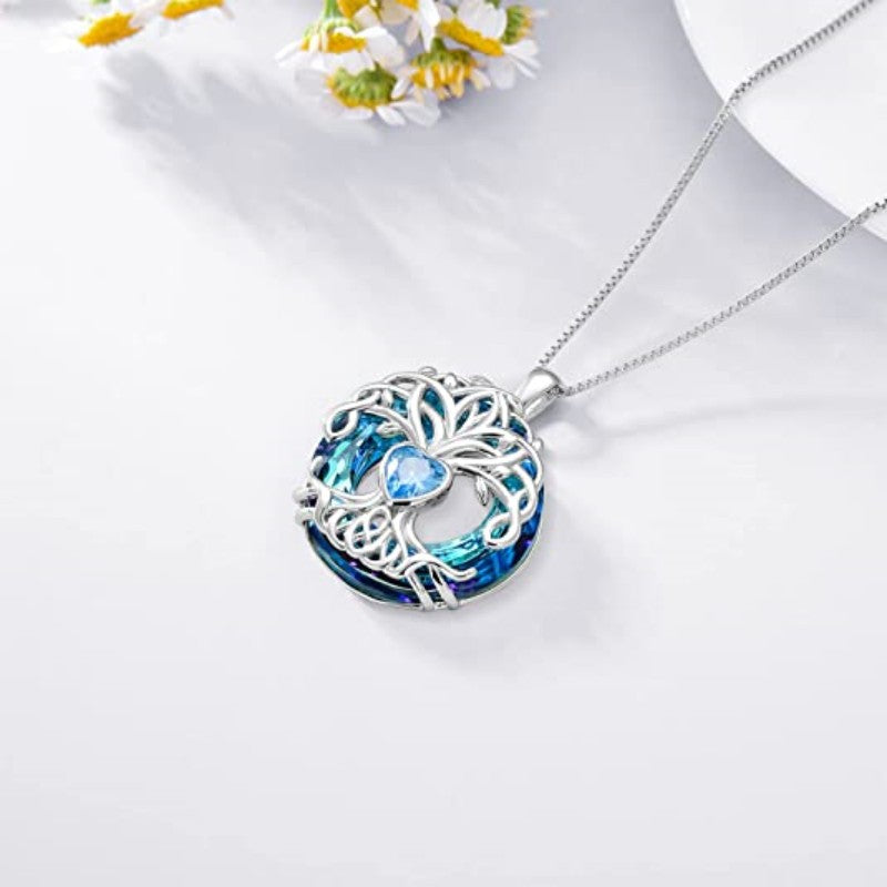 Girl Tree Of Life Birthstone Necklace Crystal Birthday Jewelry Women