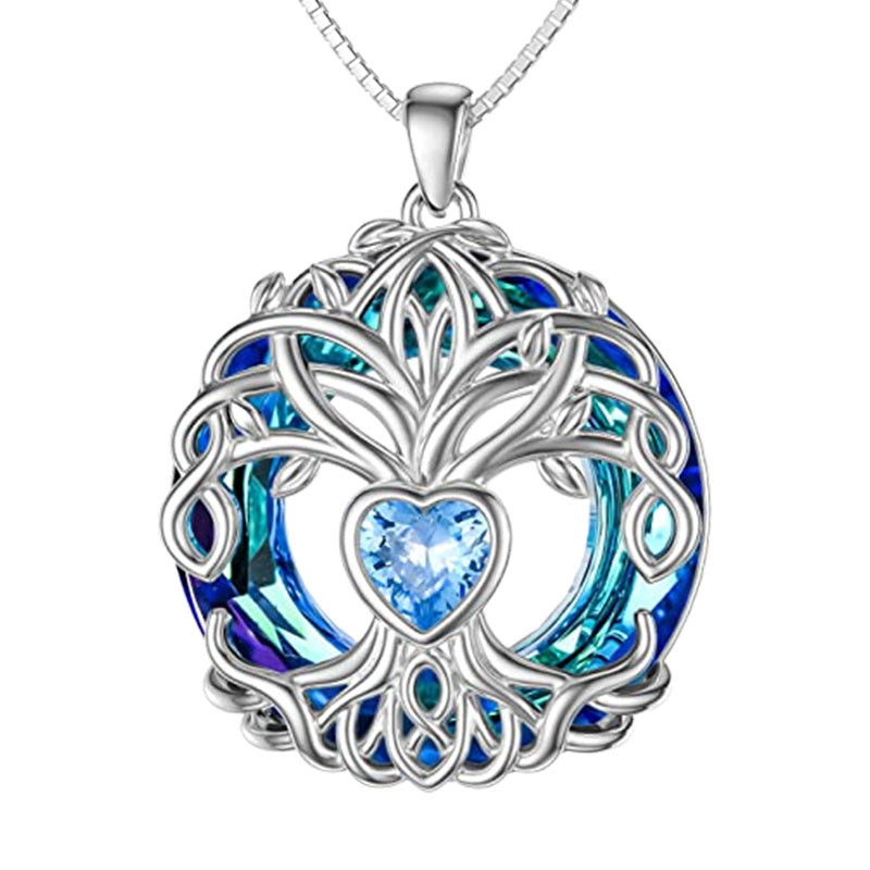 Girl Tree Of Life Birthstone Necklace Crystal Birthday Jewelry Women