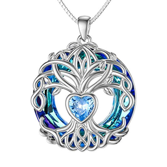 Girl Tree Of Life Birthstone Necklace Crystal Birthday Jewelry Women