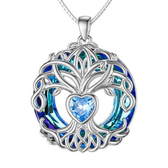 Girl Tree Of Life Birthstone Necklace Crystal Birthday Jewelry Women