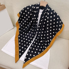 Polka Dot Print Square Scarf Block Shawl Women Casual Head Wrap Windproof