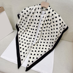 Polka Dot Print Square Scarf Block Shawl Women Casual Head Wrap Windproof