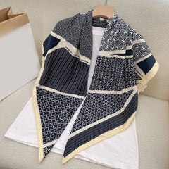 Polka Dot Print Square Scarf Block Shawl Women Casual Head Wrap Windproof