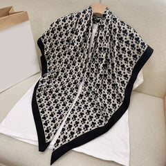 Polka Dot Print Square Scarf Block Shawl Women Casual Head Wrap Windproof