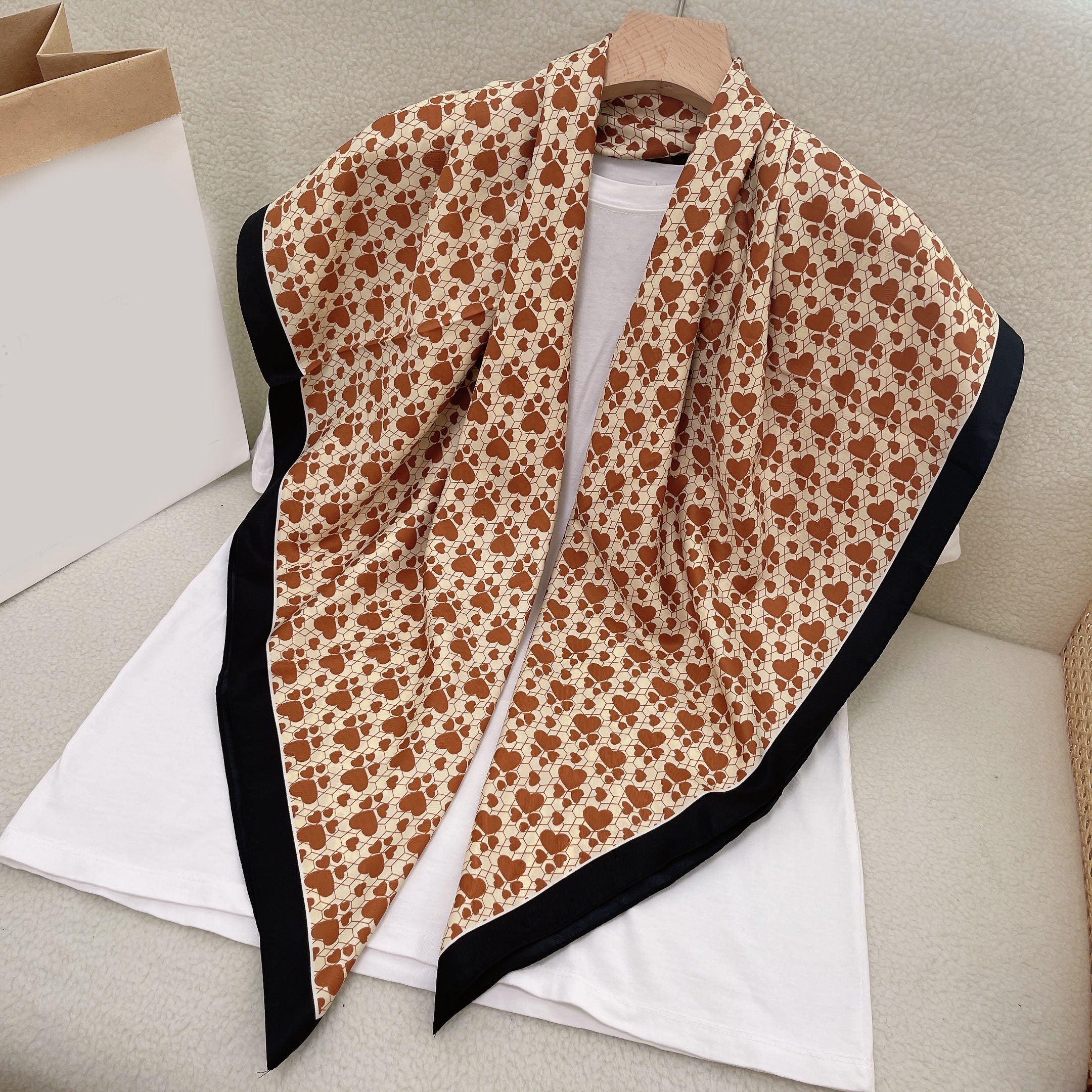 Polka Dot Print Square Scarf Block Shawl Women Casual Head Wrap Windproof