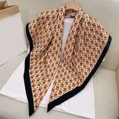 Polka Dot Print Square Scarf Block Shawl Women Casual Head Wrap Windproof