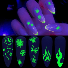 3D Luminous Stickers Flame Star Glitter Resin Filling Nail Art DIY