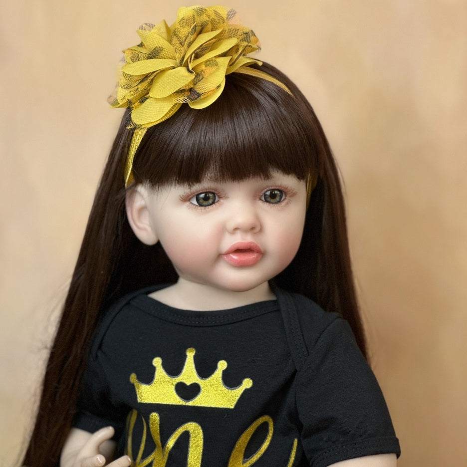 BZDOLL Lifelike Silicone Reborn Baby Girl Doll 22 Inch Princess Toddler Art Bebe