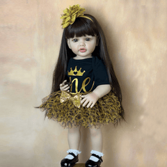 BZDOLL Lifelike Silicone Reborn Baby Girl Doll 22 Inch Princess Toddler Art Bebe