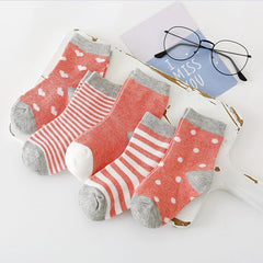 5 Pairs Boys Casual Short Crew Socks for Toddlers Kids
